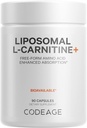Kodaj Liposomal L-Carnitine+ Supplement - 500 mg L-Carnitine L-Tartrate per Service - Free-Form Amino Asit - Carnitine - Liposomal Delivery - Vegan, Non-GMO Capsules