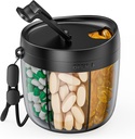 PULIV Φορητό μπουκάλι διανομής χαπιών, Vitamin Organizer με 7 διαμερίσματα, κρατά άφθονα συμπληρώματα με Anti-Mixing & Wide Openings Design, Easy to Retrive Meds, Περιλαμβάνει 20 Pcs Sticky Labels