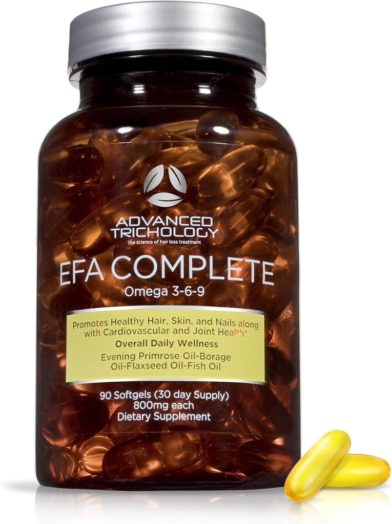 EFA Complete with Optimal Omega 3 6 9 Levels of Potency Flax Oil, Fish Oil, Borage Oil, and Evening Primrose Oil 800mgs (90count) 3ο Κόμμα Δοκιμαστεί - Υψηλή σε GLA και 369 Omegas