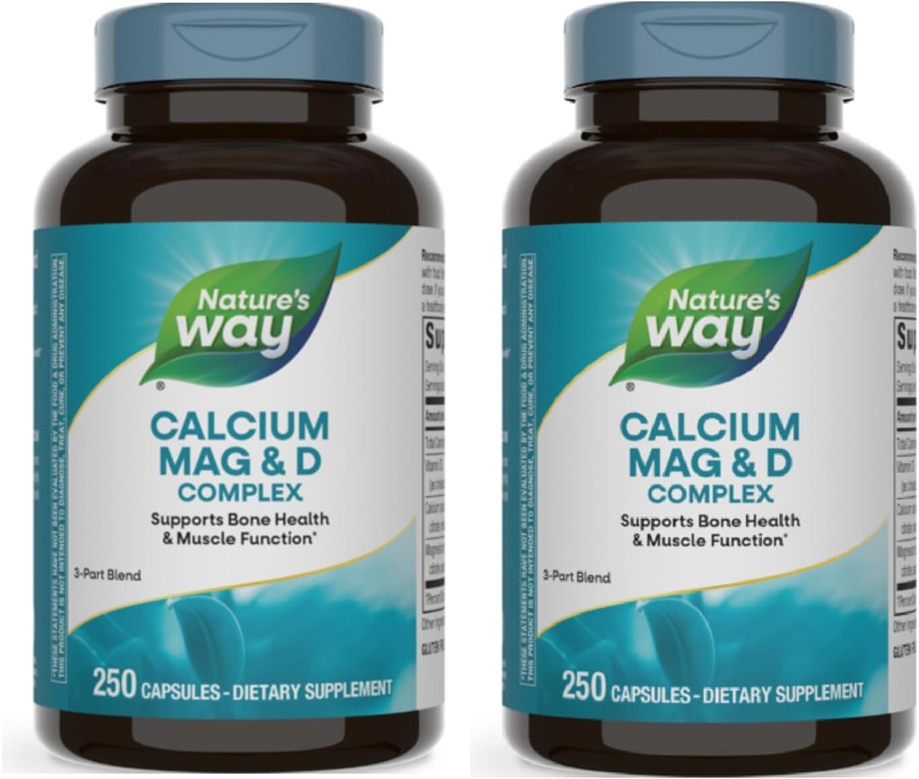 Nature's Wayuba Magnezyum & Vitamin D3 Kompleksi, Sağlıklı Kemikler ve Dişler, Kas Fonksiyonlu ve Rahatlama*, Gluten Free, 250 Capsules (Pazar Mayıs Vary) - 2 Packing