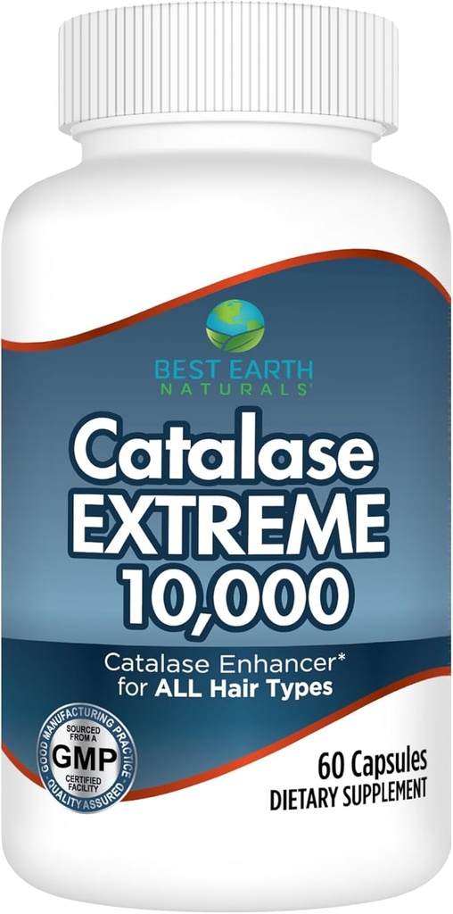 Best Earth Naturals Catalase Extreme Supplement 10.000 with Saw Palmetto, Biotin, Fo-Ti, PABA - Hair Supplements for Strong Hair - 60 Capsules (30-Day Supply)