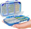 Seyahat Pill Organizer - Moisture Proveratif Vitamin Sahibi 7 Karşılaştırmalı, Purse Essential Tıp Kit için Compact Supplement Case for Purse Essential Medicine Kit fot Traveling Pocket Eczanesi, Blue