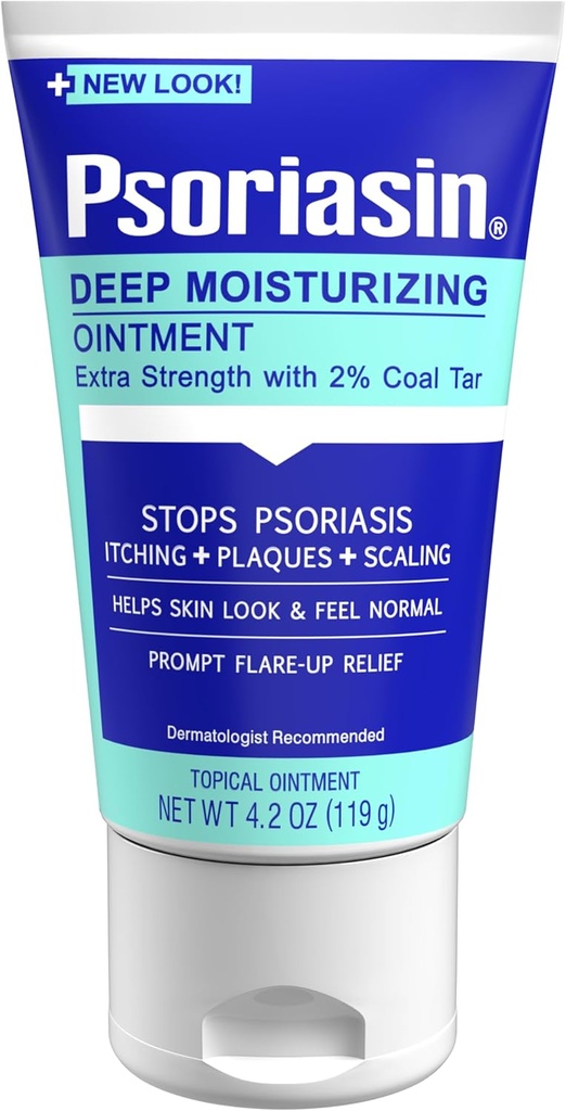 Psoriasin Deep Moisturing Ointment - 2 Coal Tar - Durs Psoriasis Itching, Scaling, Redness - 4.2 ozzment