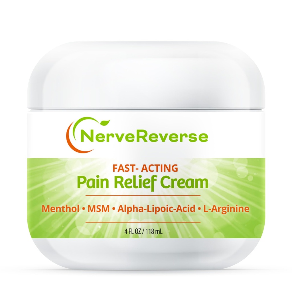 NerveReverse - Ayaklar için Neuropati Ağrı Ölçümü, Hands, Legs Toes. Büyük 4 OZ. JAR. Fast-Acting, 4% Menthol, MSM, L-Carnitine, L-Arginine, Vitamin E, B6