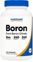Nutricost Boron Capsules 5 mg, 240 Vegetarian Capsules - Gluten Free and Non-GMO