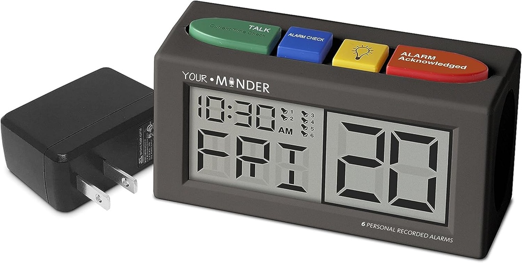 MEDCENTER Your Minder Voice Record and Alarm Replay Hatırlatıcı Saat to Loud multiple Alarms, Recordable Talking Alarm Saat for Drug Hatırlatmaları (In Adaptör) Anne için Hediye, Baba, Yaşlı, Yaşlılar