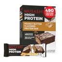 MUSASHI High protein Bar, 45g protein, 2g Total Sugars, Peanut Butter & Milk Chocolate Kaplama, Post Workout and Protein Snack On The Go, 12 Pack of 3.2oz (90g) Bars