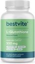 BESTVITE L-Glutathione 500 mg w Setria (60 Veggie caps) - Stearates - Vegan - Gluten Free - Non GMO