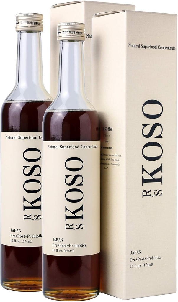 R's KOSO 5-Day Cleanse Japanese Enzyme Drink Rich in Probiotics and Prebiotic, Made from 100+ Vegetables ? Fruits - Natural Support for Better Digestion & Gut Health + Detox + Cleanse - 16oz × 2