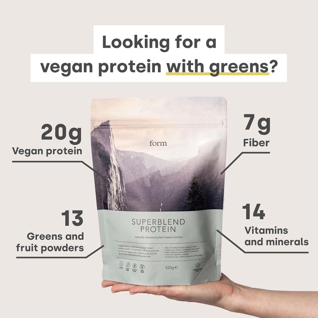 Form Superblend Protein - Superfoods, Vitaminler ve Mineraller ile Vegan Protein Toz - Servis başına Bitki bazlı Protein 20g (Chocolate Peanut)