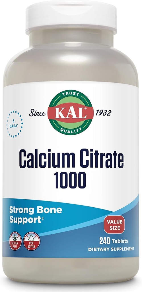 KALuba Citrate 1000 mg, Macau Supplements for Women and Men, Bone Health, Teeth, Nervous, Muscular & Cardiovascular System Support, Gluten Free ve Lab TY 80 Servisler, 240 Tabletler