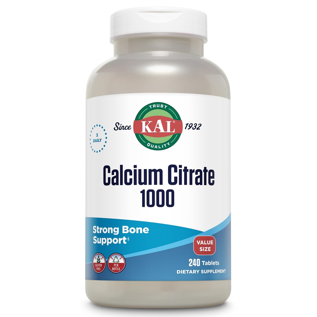 KALuba Citrate 1000 mg, Macau Supplements for Women and Men, Bone Health, Teeth, Nervous, Muscular & Cardiovascular System Support, Gluten Free ve Lab TY 80 Servisler, 240 Tabletler