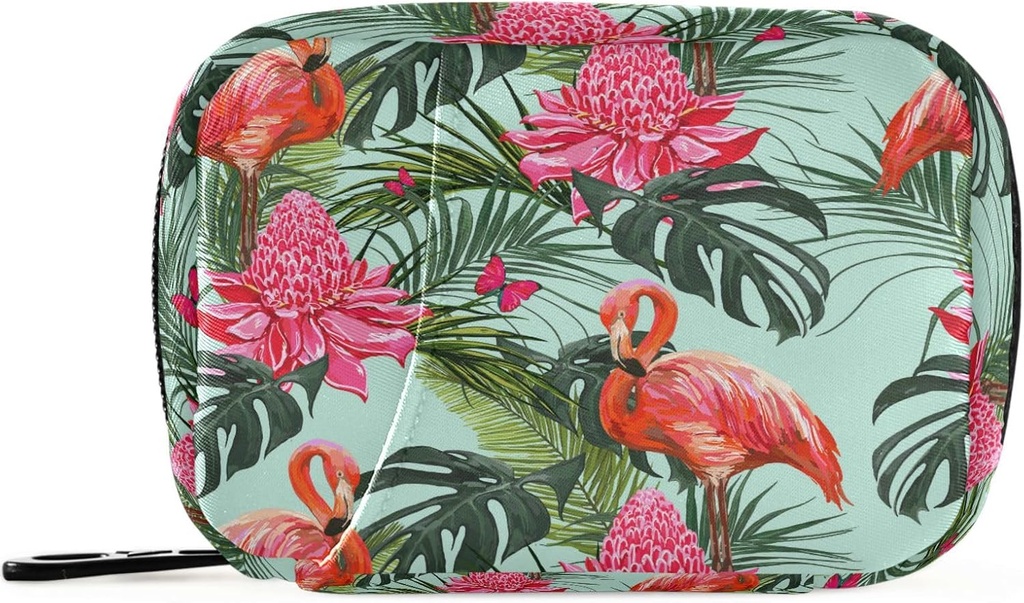 Tropikal Flamingo Palm Pill Organizer Case Summer Floral 7 Günlük Seyahat Pill Box ile Rolls Portatif Haftalık Vitamin Tıp Tamamlayıcı Pouch Bag