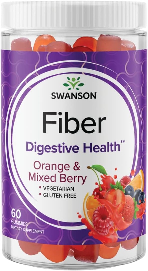 Swanson Mixed Berry Fiber Gummies - Digestive Support Promotion Regularity & Healthy Lipid Levels - All Natural Formula to Help support A Healthy Gut Microbiome - (60 Gummies, 5g Καθένα)