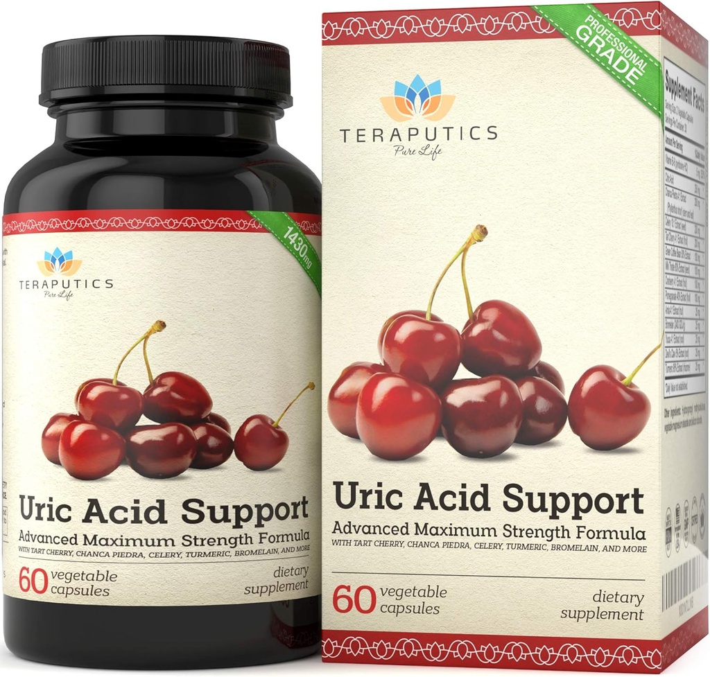 Uric Acid Support Formula | Advanced Uric Acid Cleanse & Kidney Support Supplement - Tart Cherry Industries, Celery Seed + 12 Daha Yüksek Potency Malzemeler Malzemeler, 60 Veggie Capsules