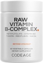 Kodaj Raw Vitamin B-Complex Supplement - Essential B Vitaminleri Probiyotikler, Digestive Enzymes, Meyveler ve Sebzeler - 2-Month Supply - Mefolate - Biotin - B12 - Non-GMO - 60 Capsules