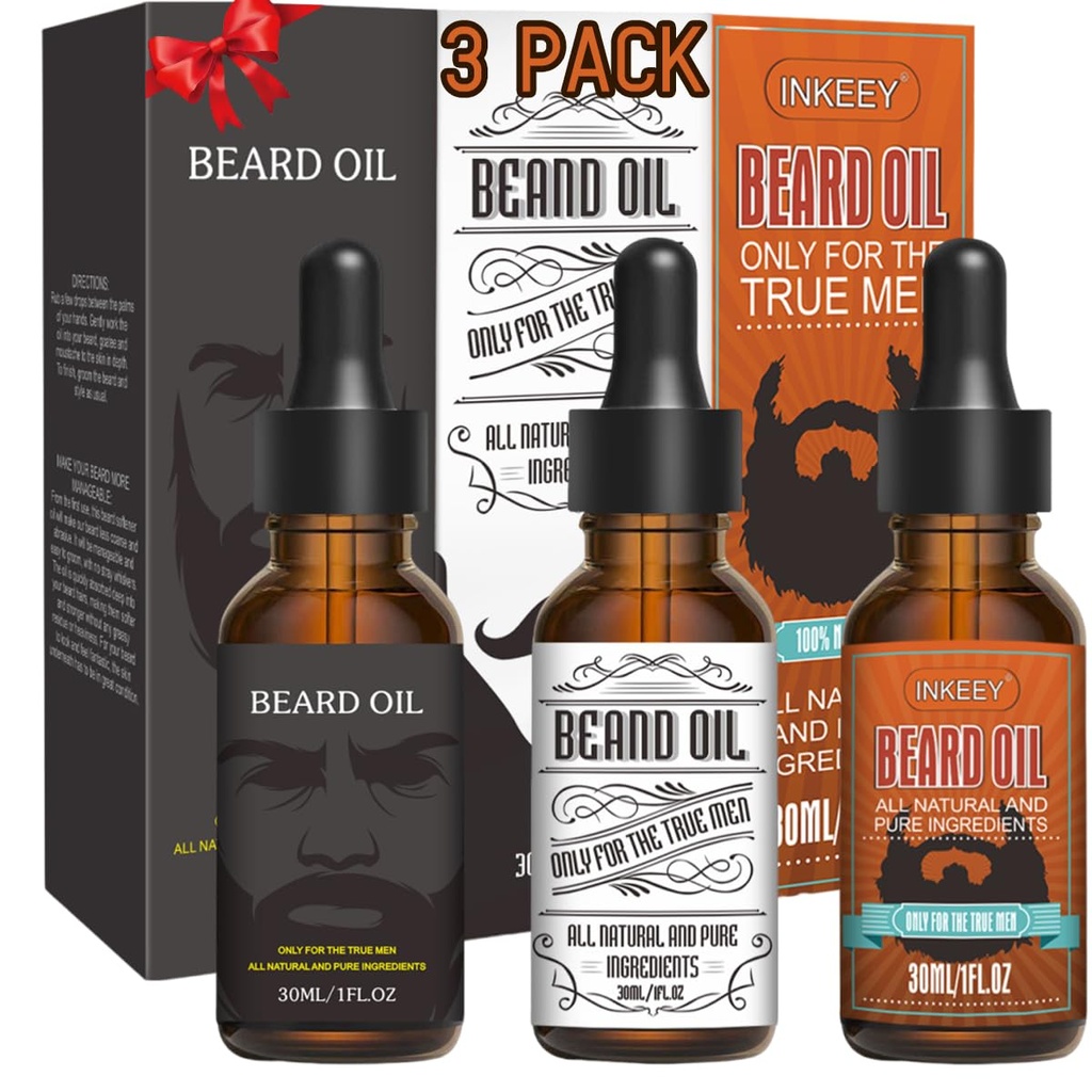 3 Pack Beard Oil for Men, Conditioning and Moisturing for Better Beard growth - Hediye Set (Fengin Green Tea/Glamour hareket/Azure)