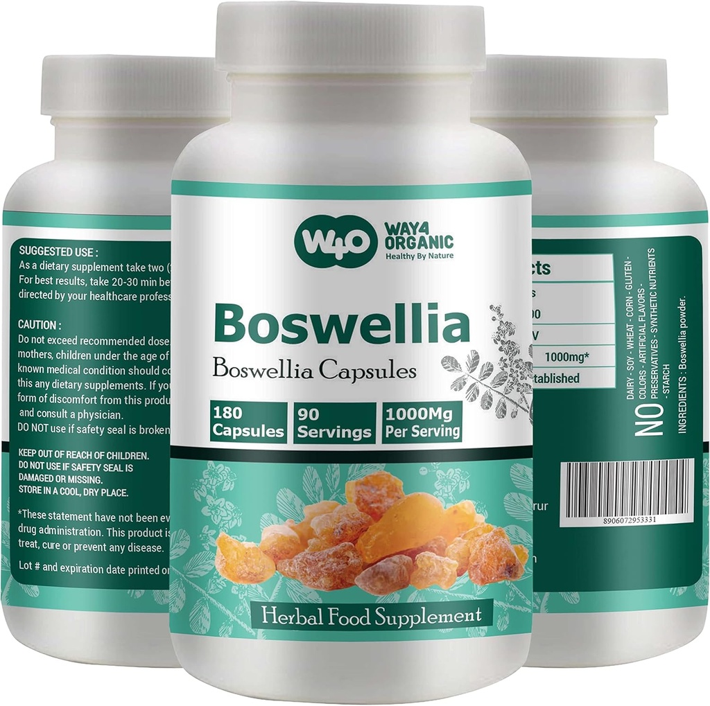 Boswellia Capsules 500mg 180 Capsules 90 Days Servings (Pack of 1)