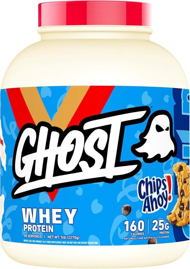 GHOST Whey Protein Toz, Chips Ahoy! - 5LB, 25G Protein - Chocolate Chip Cookie Flavored Isolate, Inter & Hydrolyzed Whey proteini
