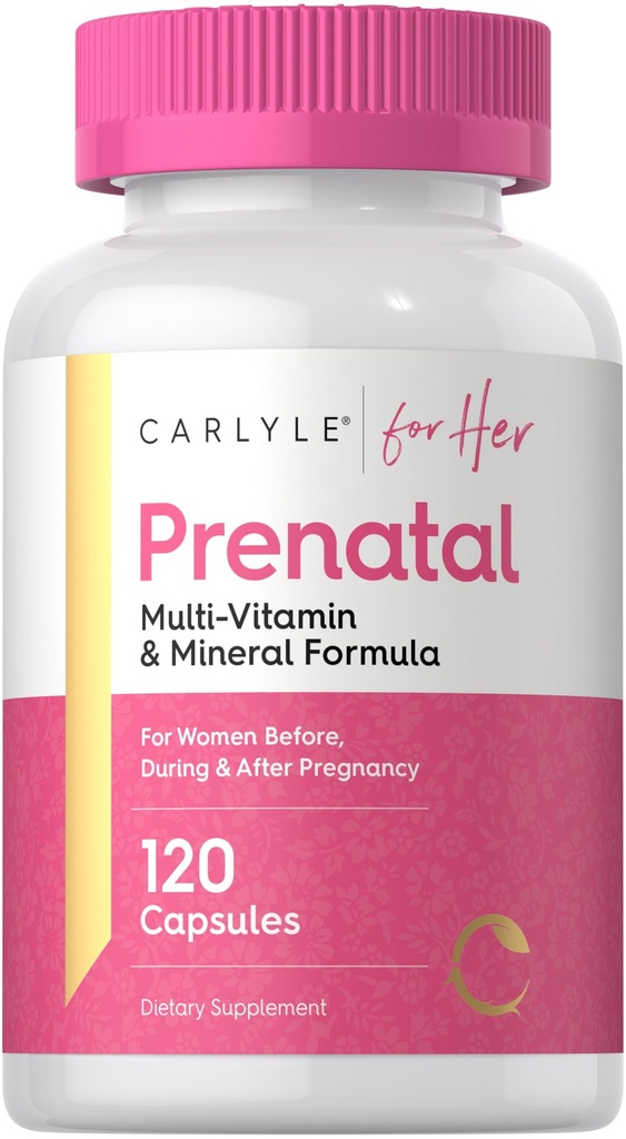 Carlyle Prenatal Vitaminler Kadınlar için | 120 Capsules | Multivitamin ve Mineral Formula Folic Acid | Non-GMO ve Gluten Free Supplement | For Her Her