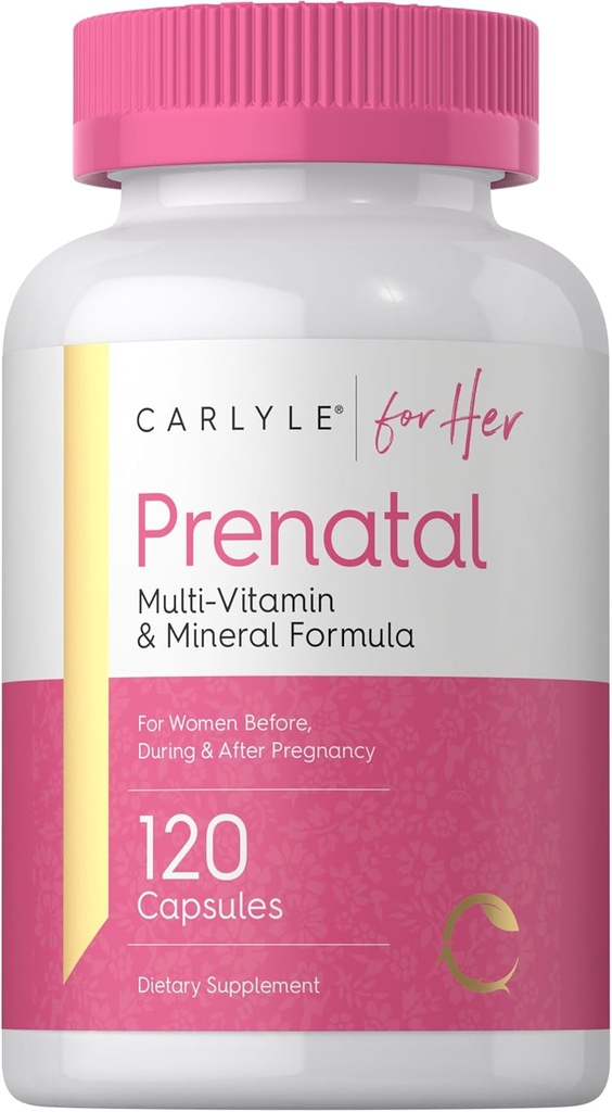 Carlyle Prenatal Vitaminler Kadınlar için | 120 Capsules | Multivitamin ve Mineral Formula Folic Acid | Non-GMO ve Gluten Free Supplement | For Her Her