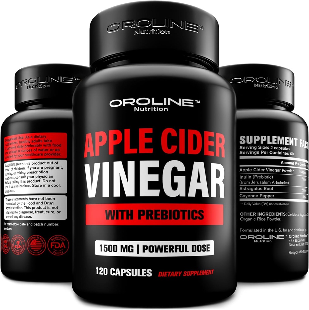 Apple Cider Vinegar Pills with Prebiyotik, 2 Ay Supply - Apple Cider Vinegar Capsules - Apple Cider Vinegar Supplements, Apple Vinegar Tabletleri - Enerji ve Kadınlar için Sağlık Desteği 1500 mg