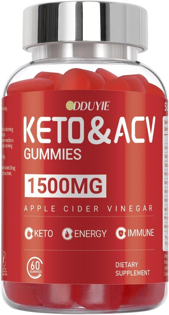 Keto ACV Gummies, Apple Cider Vinegar & Vitamin B12 B6 - Erkekler ve Kadın için - 60 Kont