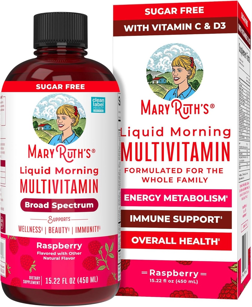 MaryRuth Organics Multivitamin for Women, Men & Kids | Liquid Morning Multivitamin | Vitamin A C D E B6 B12 Biotin çinko | Güzellik | Vegan | Non-GMO | Gluten Ücretsiz | 15 Hizmet