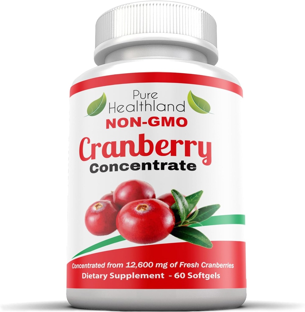 No-GMO Cranberry 12.600 mg - Triple Strength Softgels - Erkekler ve Kadınlar için Swallow Pills'a Kolay, 1 Şişe