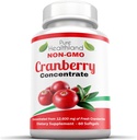 Μη GMO Cranberry συμπυκνωμένο από 12.600mg - Triple Strength Softgels - Εύκολο στην κατάποση χάπια για άνδρες και γυναίκες, 1 φιάλη