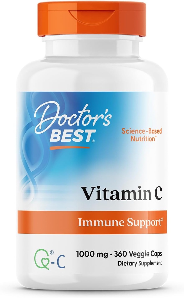 Doktor'un Q-C ile En İyi Vitamin C, Immune Support, Non-GMO, Gluten Free, Soy Free, Vegan 360 Veggie Caps