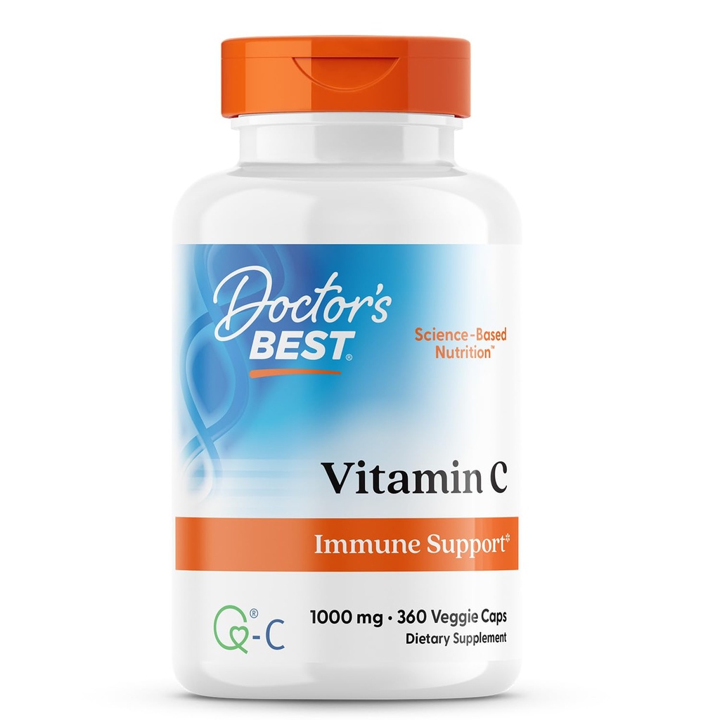 Doktor'un Q-C ile En İyi Vitamin C, Immune Support, Non-GMO, Gluten Free, Soy Free, Vegan 360 Veggie Caps