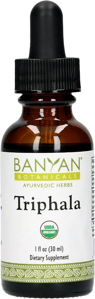 Banyan Botanicals Triphala Liquid Herbal Ekstraksiyonu - Organik Triphala Ölçeği Amla, Haritaki & Bibhitaki - Daily Detox, Regularity & Rejuvenation* – 1oz. – Non-GMO Sustainable Sourced Vegan
