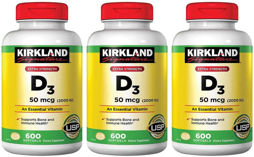 Kirkland Signature Maximum Strength Vitamin D3 2000 I.U. , Pack of 3