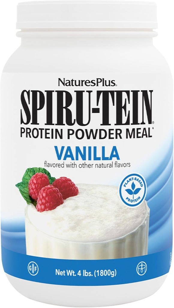 NaturesPlus SPIRU-TEIN, Vanilla - 4 lbs - Plant-Based Protein Shake - Non-GMO, Vegetarian, Gluten Free - 60 Hizmetler