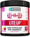 Zhou Lite Up - Stim Toz, Nitrik Oksit Stim Free Supplement for Men & Women, Caffeine Free Boost, Clean Formula - Berry Lemonade Flavor, 7.5 oz Jar (30 Scoops)
