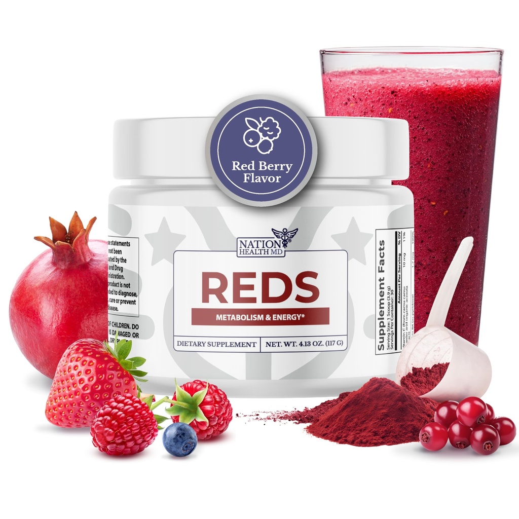 Reds - Super Reds Toz 39 Superfoods, Antioksi-Rich Red Toz Superfood, Probiyotiks & Digestive Enzymes for Energy, Metabolism & Gut Health - Red Berry Flavor