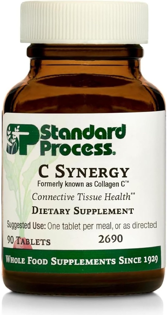Standart Süreç C Synergy - Connective Tound Health - All Food-Based Supplement to Aid Immune Health - C & Buckwair Flour - 90 Tabletler