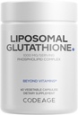 Codeage Liposomal Glutathionone 1000 mg συμπλήρωμα, Υψηλής ισχύος Μειωμένη L-Γλουταθειόνη - Liposomal Delivery - Φωσφολιπίδια - Μη ΓΤΟ, Χωρίς γλουτένη - 60 κάψουλες
