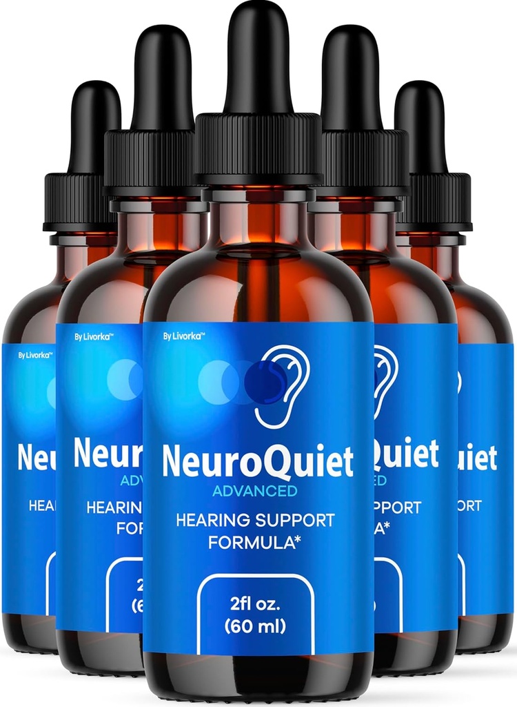 (5 Pack) NöroQuiet Drops - Resmi NöroQuiet Günlük İşitme Desteği Tüm Doğal Temiz Sıvı Kulak Sağlığı için Gelişmiş Formula, Auditory Clarity & İç Kulak Denge Yorumları, 5 Ay için 5 Şişe