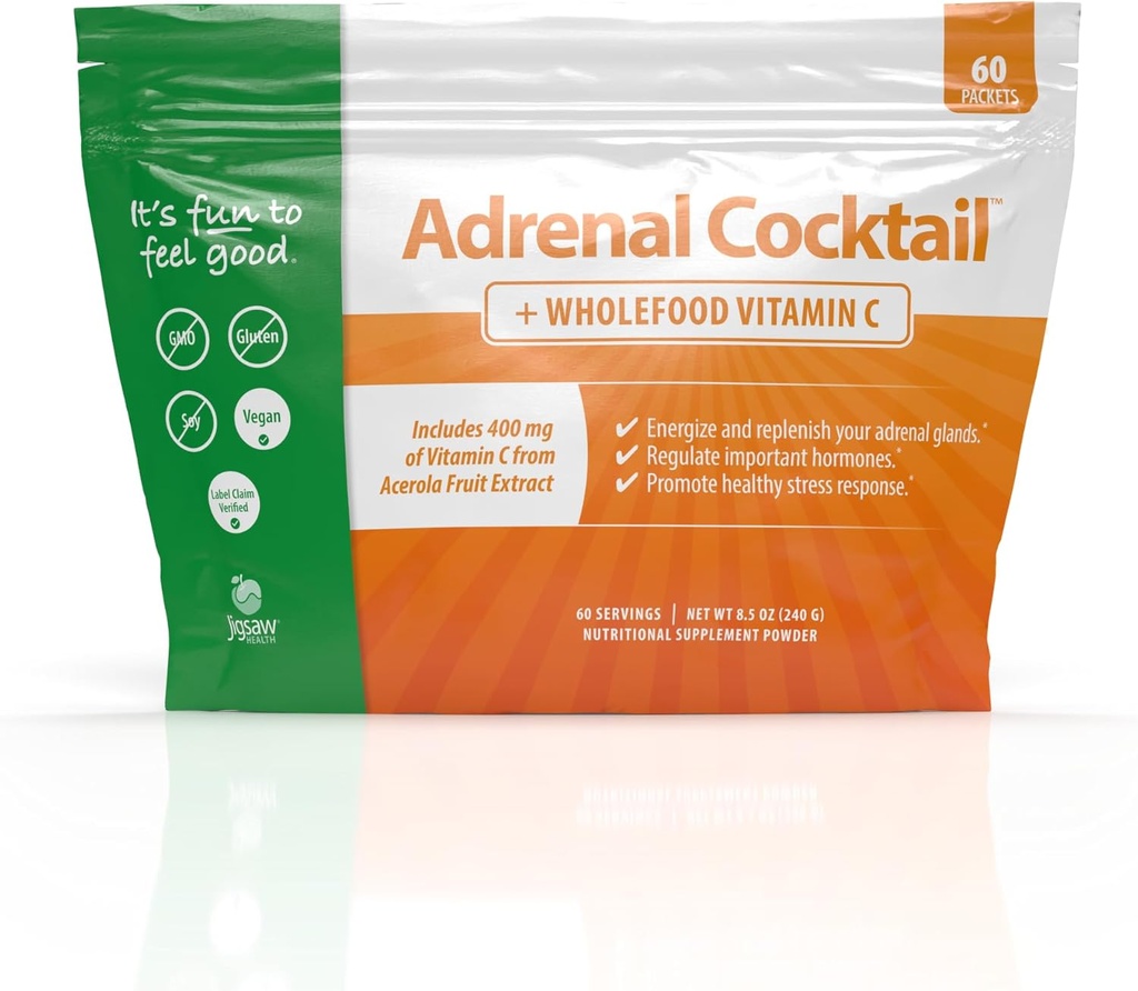 Jigsaw Health Adrenal Cocktail + Allfood Vitamin C | Pyum Bikarbonat, Deniz Salt ve Acerola Cherry Ekstraksiyonu | 60 Hizmet (Pazarlar)