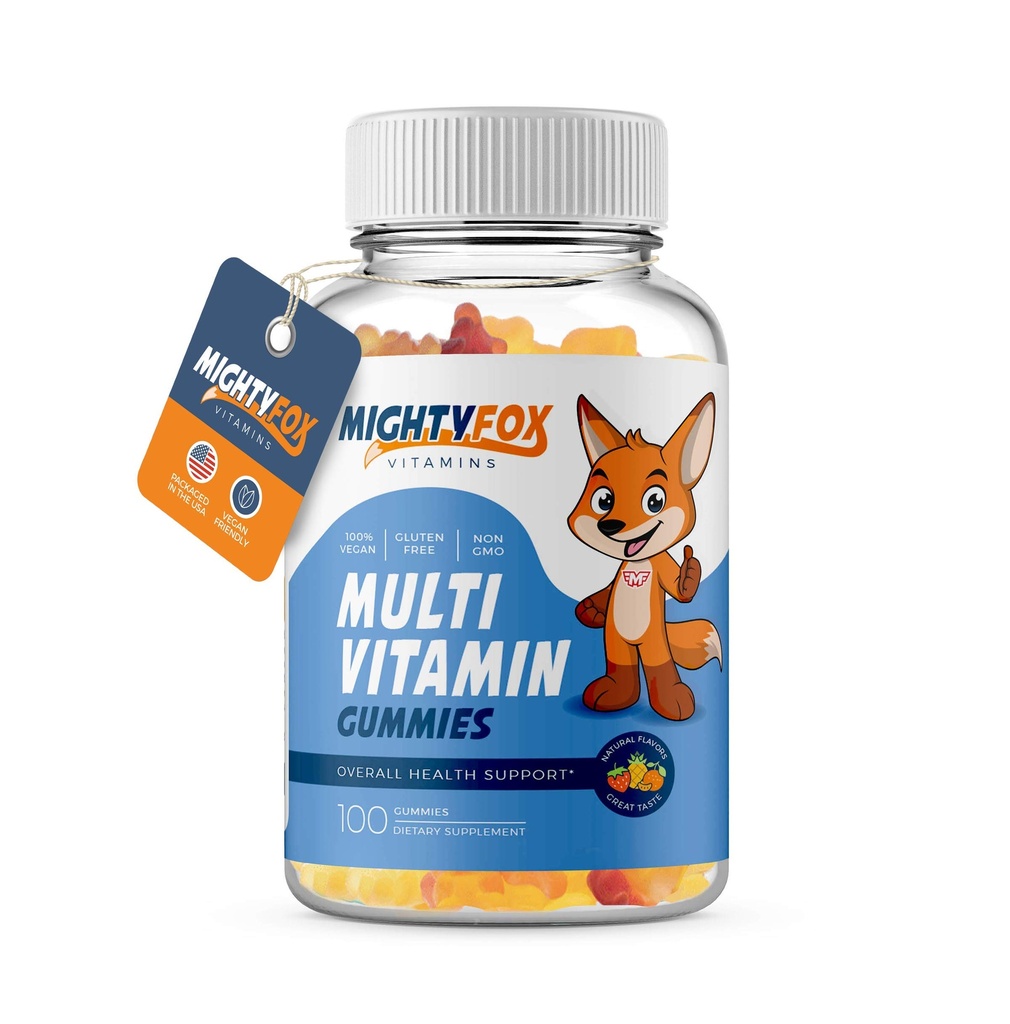 Çocuklar Multivitamin Gummies - Non-GMO, Gluten-Free, Vegan Multivitamin Gummies w/Vitamin C, B3, B5, B6, B12, çinko 100 Count, 1 Pack – Meyveli Toddler için genç Gummy Vitaminler