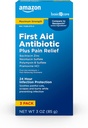 Temel Bakım En Güçlü İlk Yardımı Triple Antibiyotik Ointment, Pain Relief For Minor Cuts, Yararlar ve Burns, 3 ounce (Pack of 1)