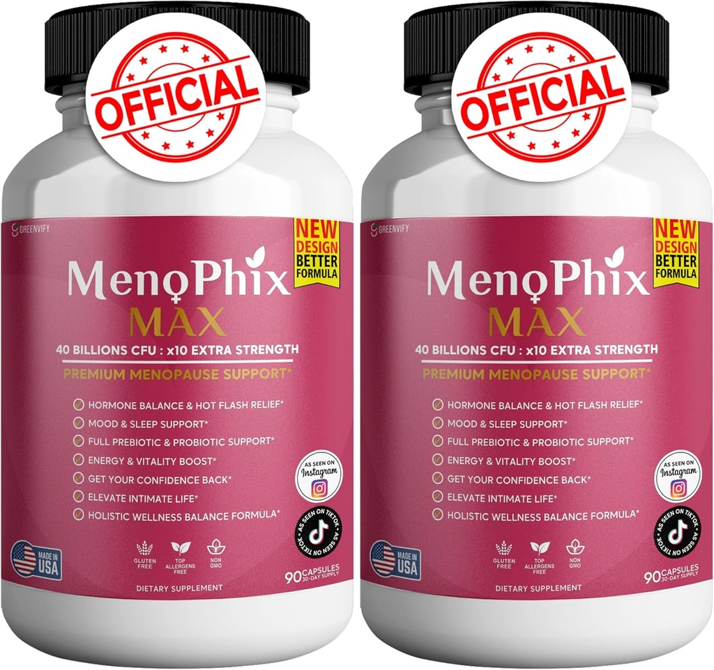 MenoPhix Max Premium Menopause Support Supplement, 40 milyar CFU, Ekstra Kuvvet, 180 Capsules (2)