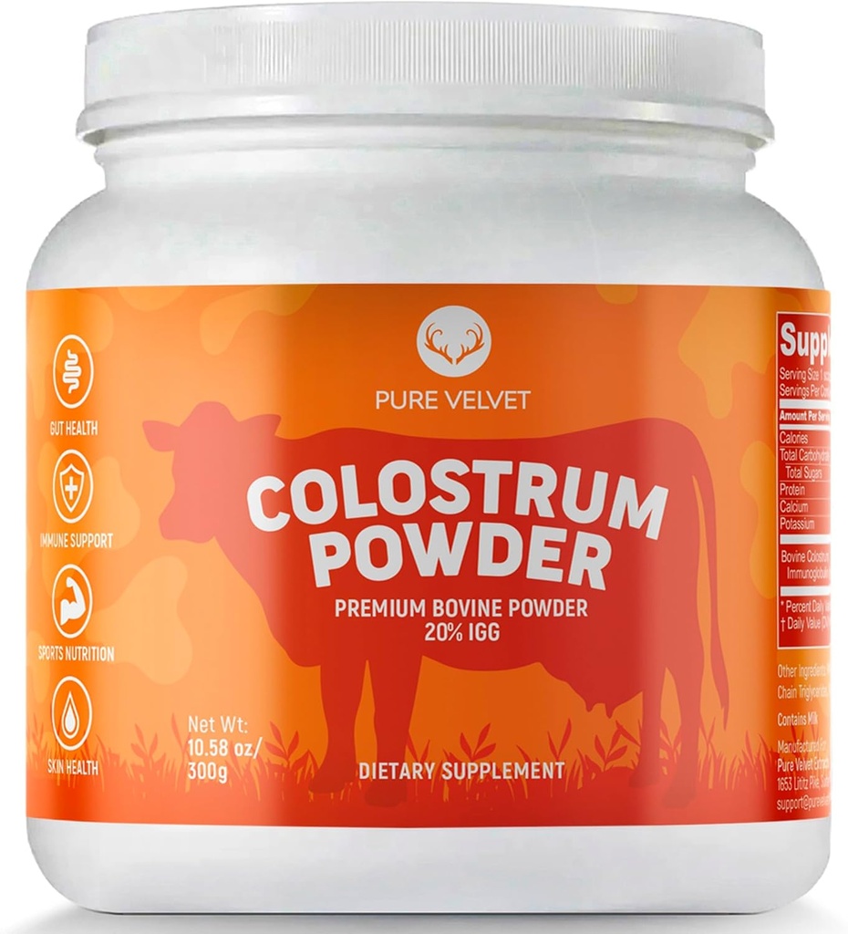 Saf Velvet Colostrum Toz Gut Health, Bloating, Saç Büyüme, Immune Support, Bovine Cow Sourced Colostrum Protein, Lactoferrin Tamam, Immunoglobulins (IgG) (10 Ounce)