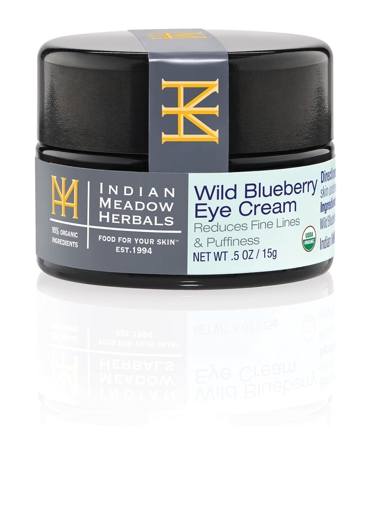 Ινδική Μέντοου Herbals Wild Blueberry Eye Cream (.5oz) - Under Eye Cream for Puffy Eyes & Fine Lines – Αντιγηραντική Φροντίδα ματιών w/Organic Herbs, Oils