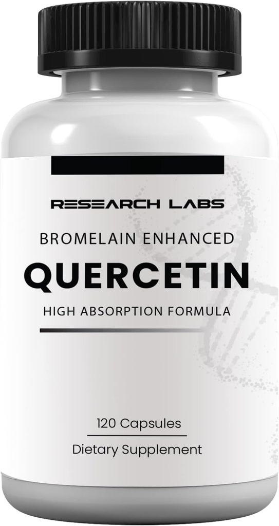 Araştırma Laboratuvarları QuercsalisTM Quercetin w/Bromelain,120 Veg Capsules. Yüksek Aborpsiyon Formula. Kalp Sağlığı, Immune, Anti-Flare Up, Anti-Oxidant Health