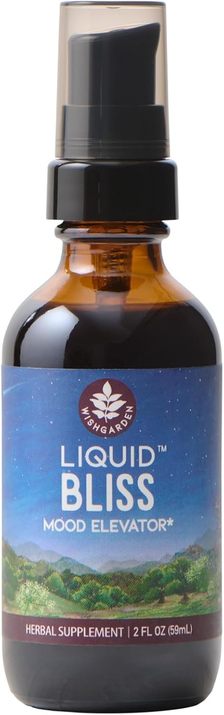 WishGarden Herbs Sıvı Bliss Mood Asansör - Plant-Based Herbal Mood Support Supplement, Natural Mood Branson with Organic Cacao, Cotton Root, Passionflower, Arts Sense of Connection, 2oz