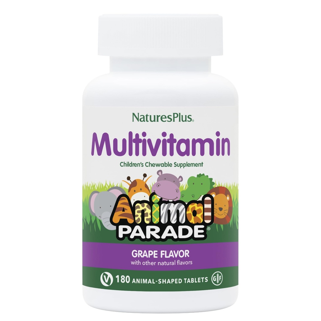 NaturesPlus Ζωική Παρέλαση Παιδική Μασώμενη Πολυβιταμίνη - Grape Flavor - 180 Ζωομορφές Δισκία, Συσκευασία των 2 - Προάγει την Υγεία & την Ευεξία - Χορτοφαγική, Χωρίς Γλουτένη - 180 Σύνολο Υπηρεσίες