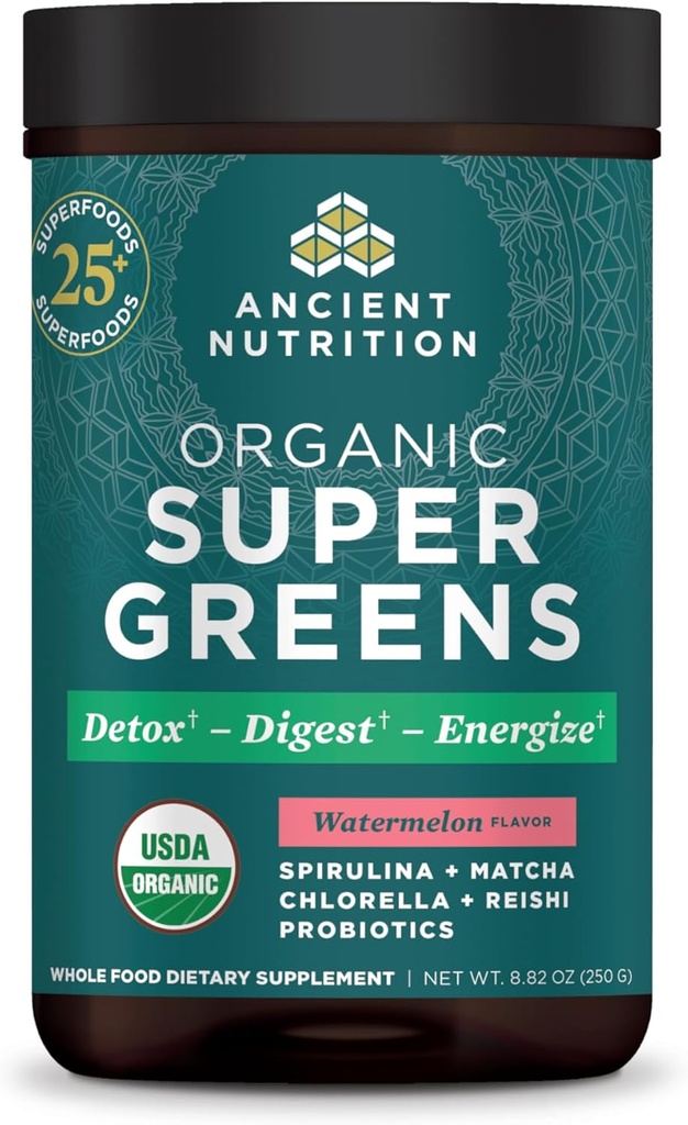 Eski Beslenme SuperGreens Toz Probiyotikleri, Organik Sumelon Flavor Yeşiller, Gerçek Meyvelerden, Sebzelerden ve Herbs'den yapılan, Digestive and Energy Support için, 25 Hizmet, 8.82oz
